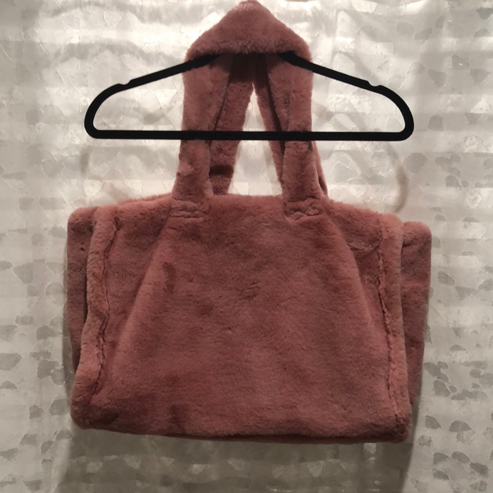 Anthropologie Pink Plush Tote Bag Furry Texture
